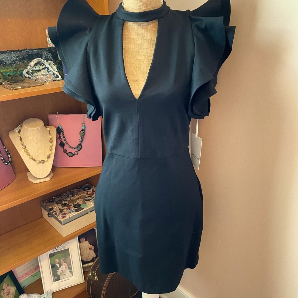 NWT Amanda Uprichard Trina Black Ruffle Mini Dress